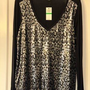 Thalia Sodi Black and White Graphic Blouse
